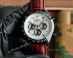 High Quality Replica TUDOR Brown Leather Strap White Face Dial Black Bezel Watch 42mm